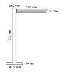 Poste delimitador preto - fita preta 3m