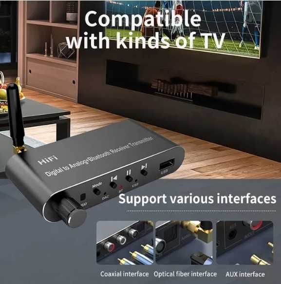 Bluetooth приёмник/передатчик. конвертер ЦАП аудио адаптер, AUX, RCA