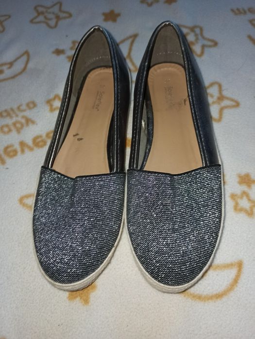 Espadryle szare - brokatowe r 38