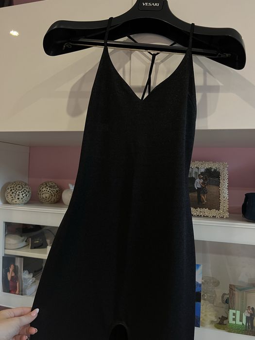 Sukienka czarna maxi wizytowa błysząca Dursi r. XS