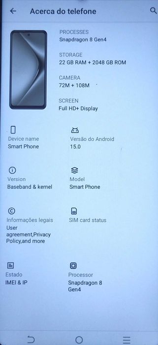 Telemóvel android 5 G -  novo-Julho2026