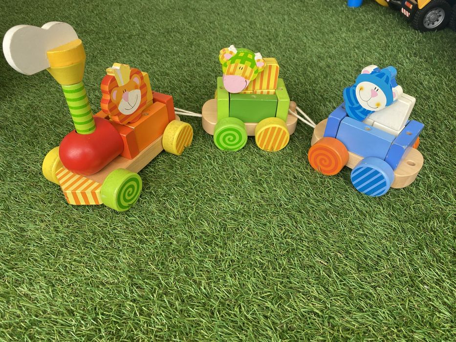 Comboio em madeira animais construtor divertido animais Montessori