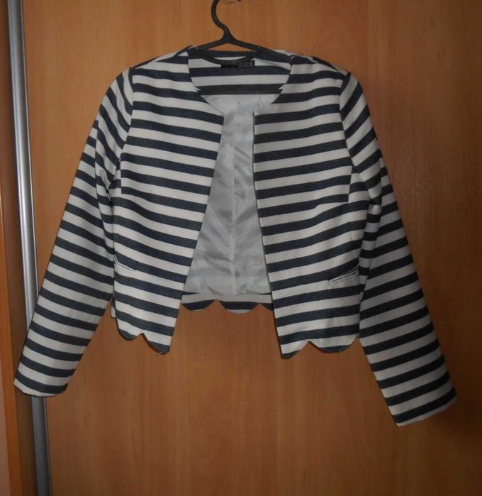 короткий піджак болеро піджачок 44 розмір в смужку