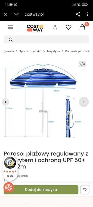 Parasol plażowa duża