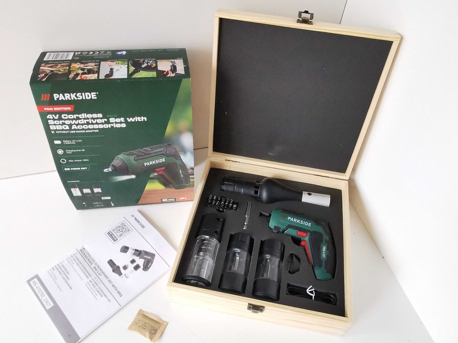 Aku Wkrętarka PARKSIDE PAS 4 D7+solniczka+dmuchawa doGRILLA 5w1 Gwar3L