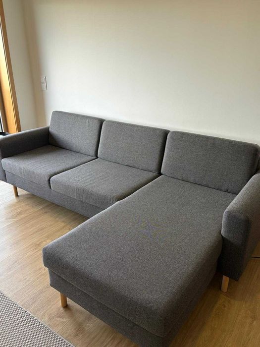 Sofá Cinzento 3 lugares Chaise Longue JISKY