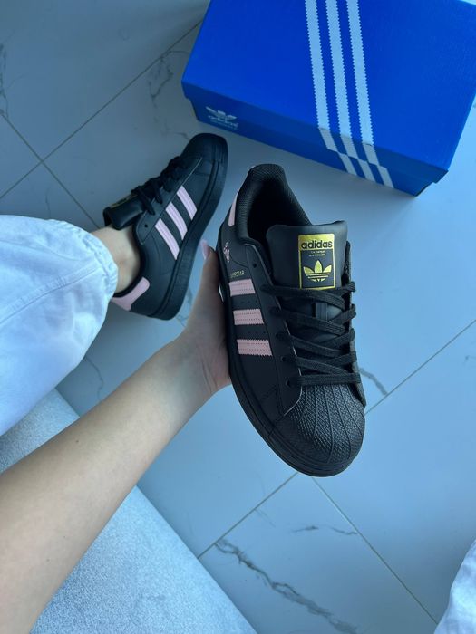 Кросівки Кроссовки Adidas Superstar Smile Black Pink Чёрный Розовый Чорний Рожевий Кросовки демісезон