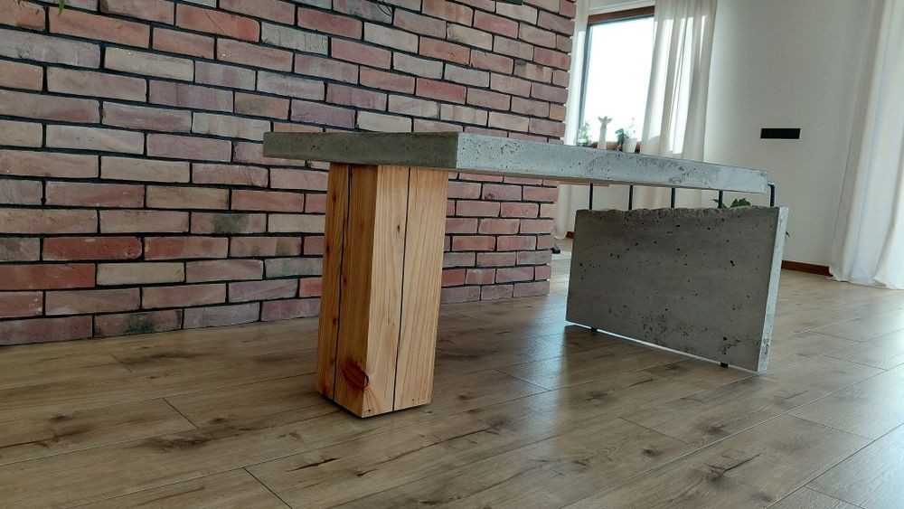 Stół loft-beton,drewno,stal-recznie wykonany.