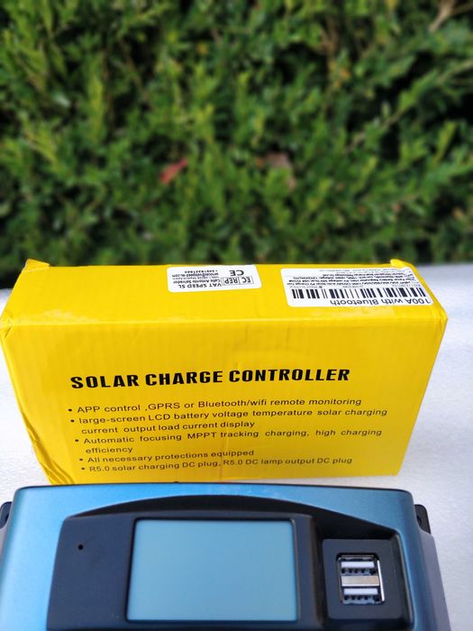 Controlador Carga Solar MPPT 100A Bluetooth + LCD + 2x USB (12V/24V)