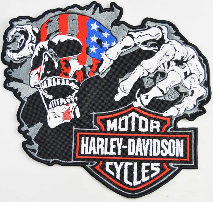 Naszywka motocyklowa Czaszka flaga USA