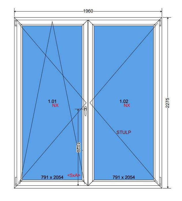 Okno balkonowe 196 cm x 227,5 cm antracytowe nowe dostępne od ręki