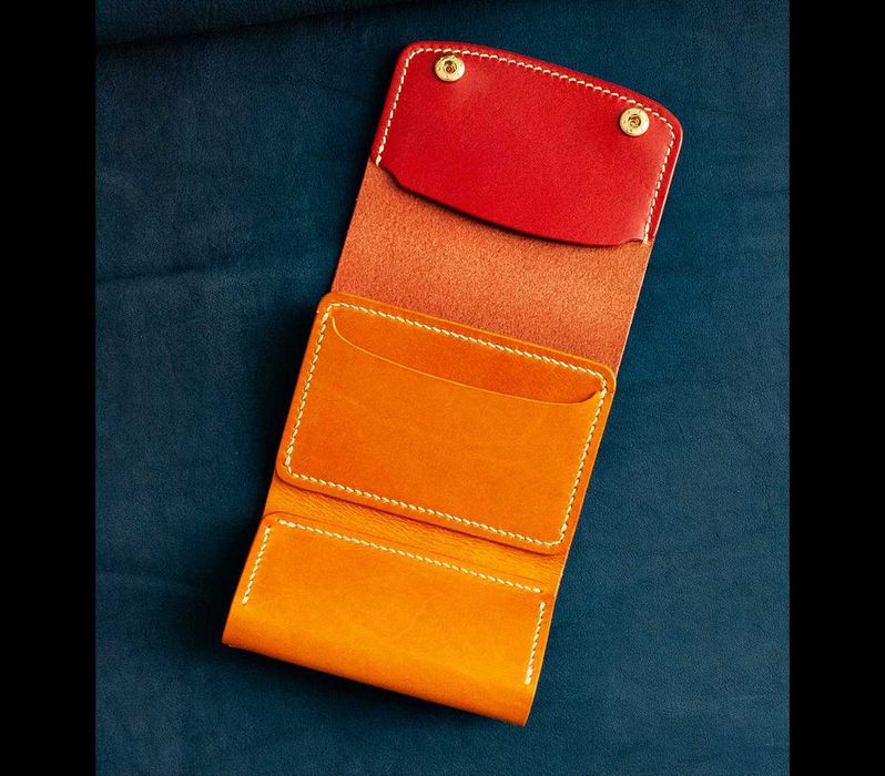 Необычный женский красный кошелек из натуральной итальянской кожи