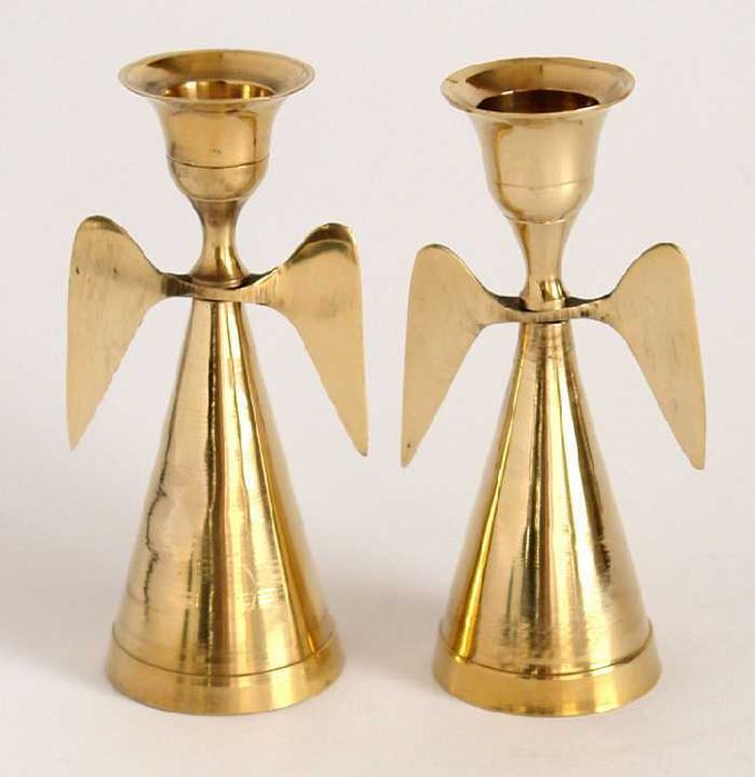 Подарунок нареченим - свічники вінчальні, пара, латунь, підсвічники