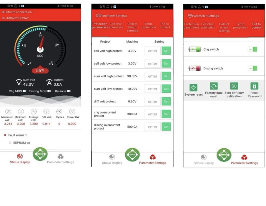 BMS Daly 12v 200A li ion Smart