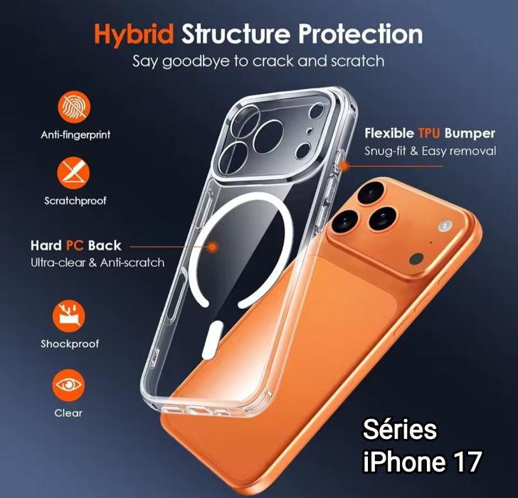 Capa Anti-choque C/ MagSafe P/ iphone 17 / 17 Pró / iphone 17 Pró Max