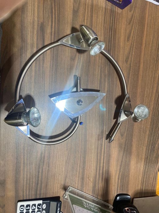 Candeeiro teto inox, com três focos