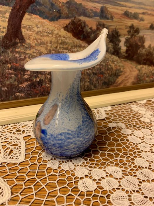 ваза стеклянная цветное стекло кобальт Германия