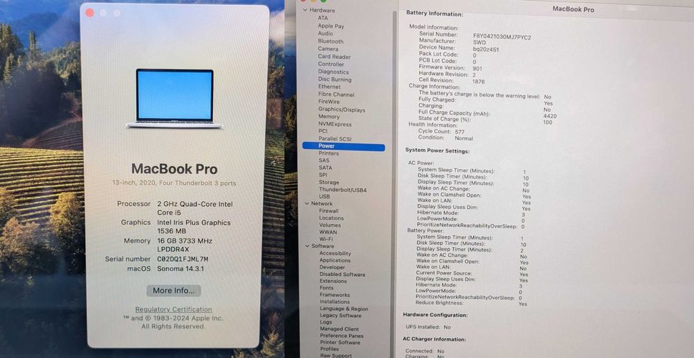 Macbook Pro 13 2020 i5 11Gen 4яд(8потк) 16Gb 512 ІдеалСтан БезДефектів