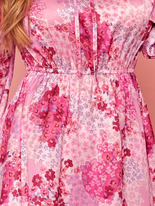 Sukienka Satynowa Boho W Kwiaty Z Bufiastymi Rękawami Shein Xl 42