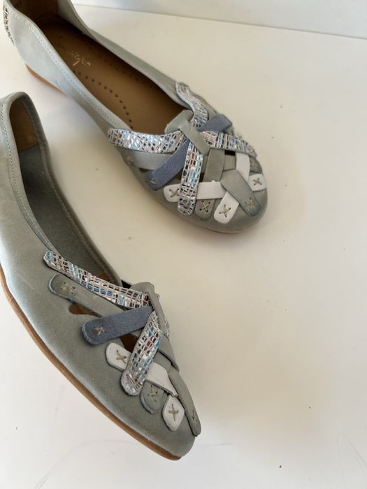 Skórzane baleriny Maciejka miętowe nowe