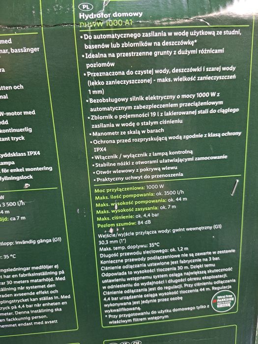 Hydrofor domowy PHWW 1000 A1