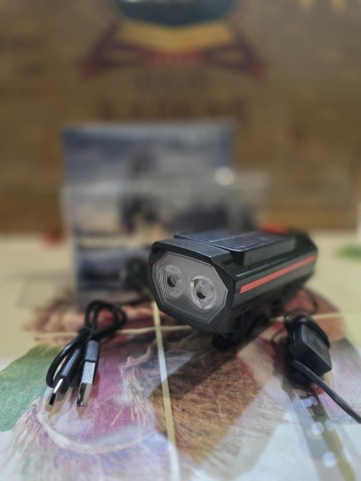Велофара + Сигнал на сонячній батареї НОВА! LY-17. Акумулятор 1200mAh