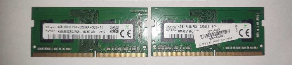 Оперативная память: SK hynix 4 GB SO-DIMM DDR4 3200 MHz.