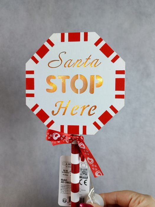 Nowy świecący napis drewniany „Santa Stop Here”