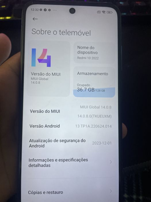 Redmi 10 com 128gb de memoria
