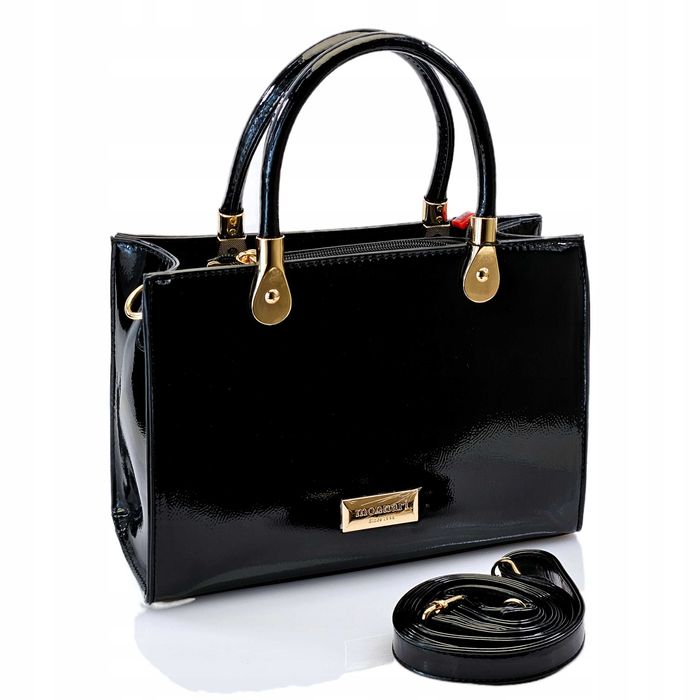 Torebka Damska MONNARI Czarna Klasyczna Kuferek Na Ramię Skóra Eko