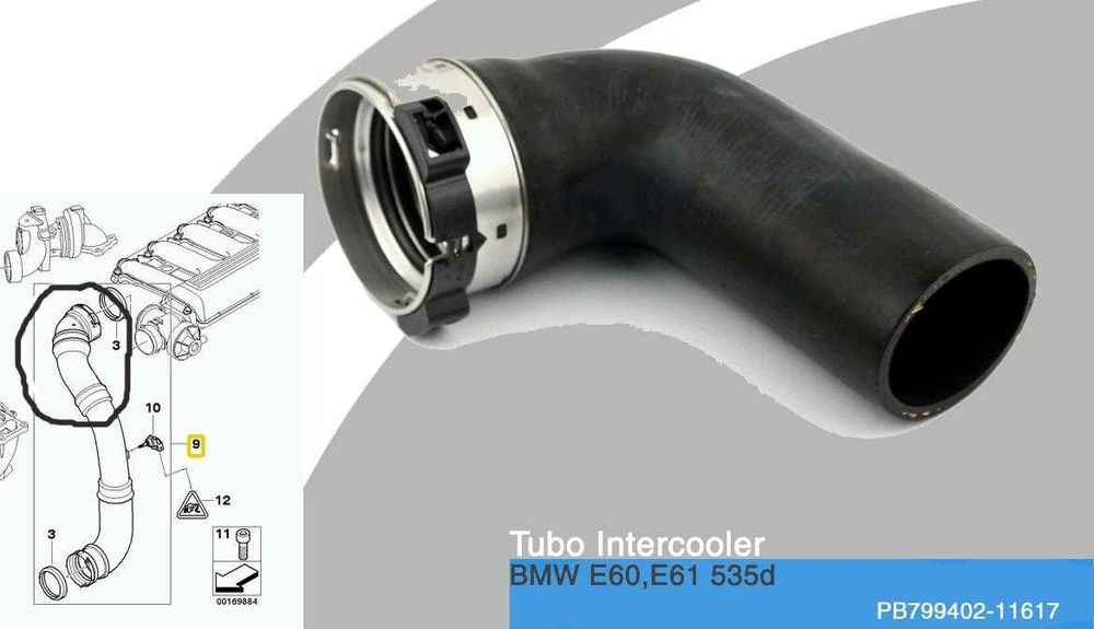 Tubo Intercooler NOVO p/ BMW 535d e 635d E60,E61,E64 Bougado (São