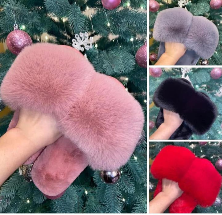 Женские  комнатные тапки меховые тапки мех хутро пушистики
