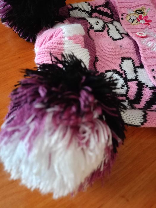 Дитяча рожева шапочка з бджілками для дівчинки, на зав"язках