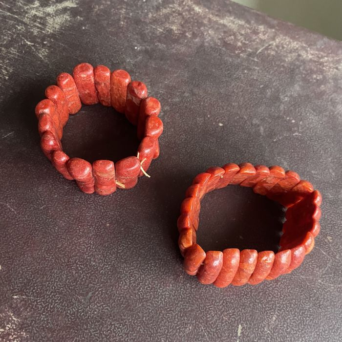 Bransoletka koral naturalny czerwony prl stary