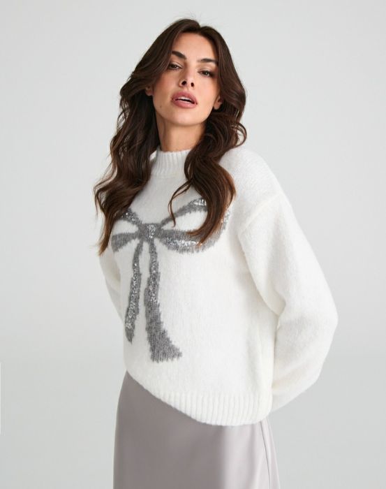 Новий! Святковий різдвяний джемпер, светр біла кофта. M (44-46)