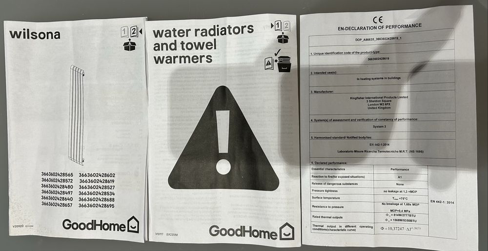 Radiador Vertical GoodHome Wilsona 180×54 – NOVO, Nunca Usado