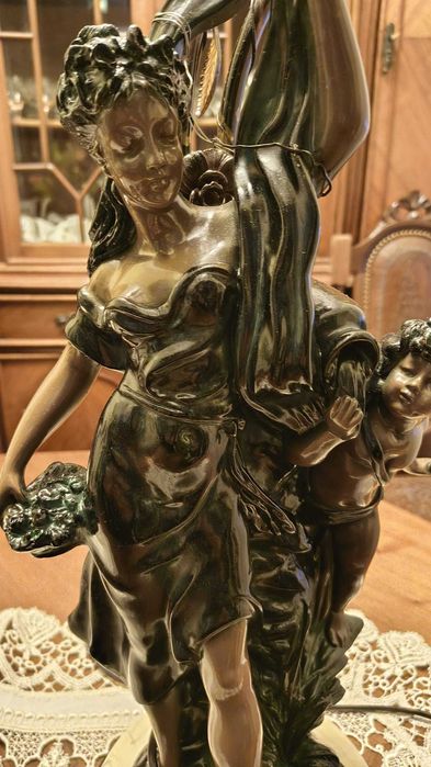 Candeeiro de mesa em bronze - duas lâmpadas