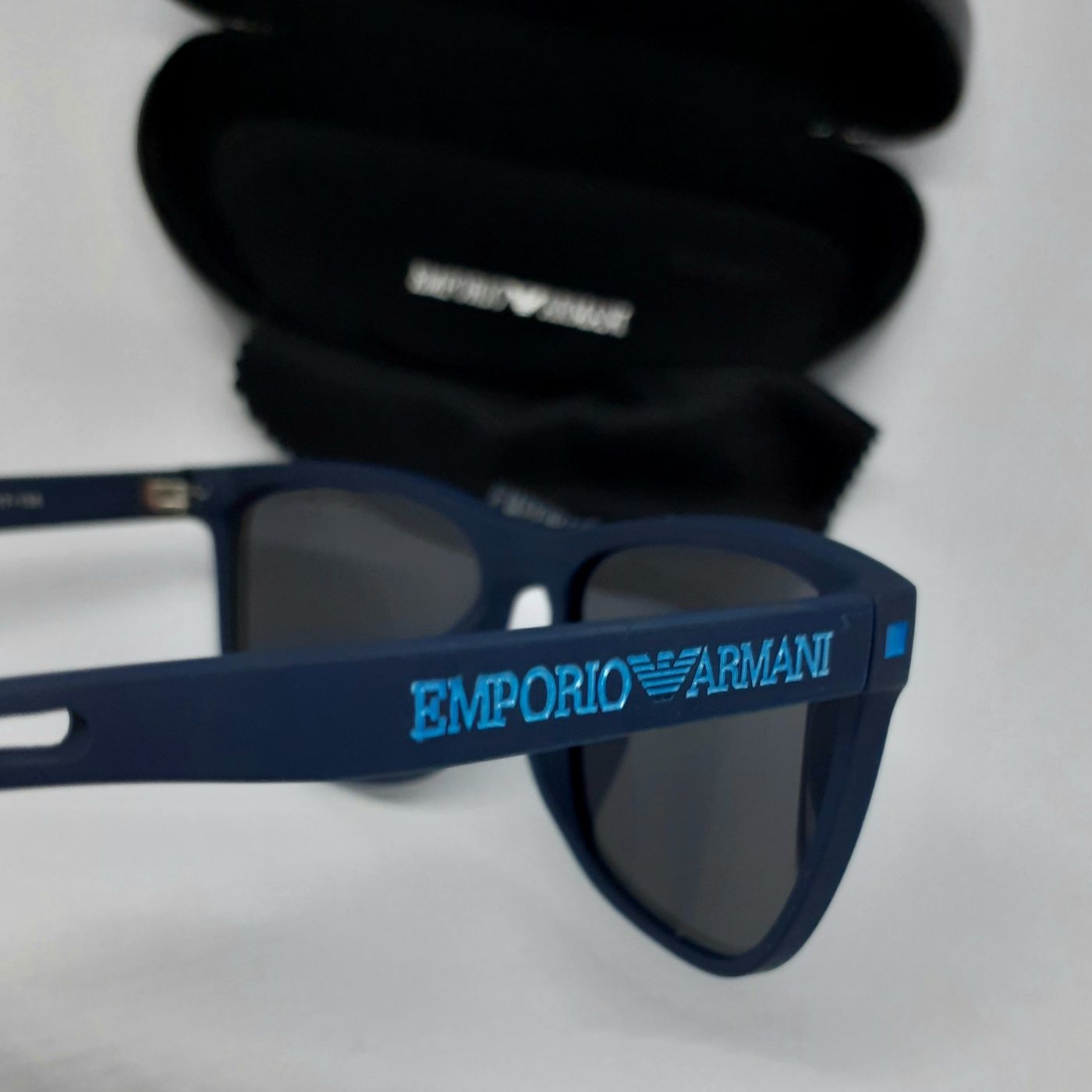 Emporio Armani стильные мужские очки синие матовые с голубым лого: 580 ...
