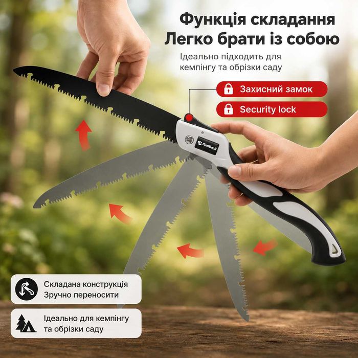 ЦІНА ВІД ВИРОБНИКА! Пила ручна 40, 60 см, складна, для обрізки саду, по дереву, ножівка, сталь, вуглецева. Пила ручная по дереву для сада, ножовка