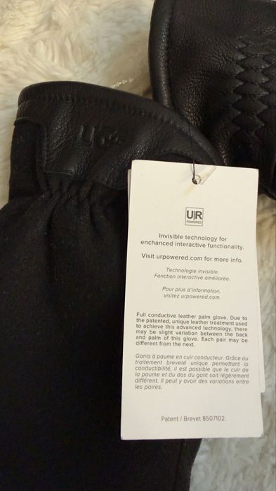 Czarne rękawiczki skórzane marki UGG roz.L  Oryginalł z USA