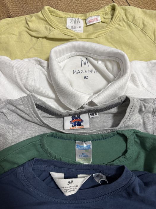 Koszulki bluzki 5 sztuk H&M, Zara, Max&Mia, Space Jam, Ornek, 92 cm.