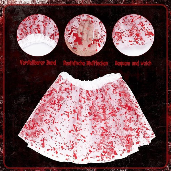Kostium Zombie Halloween - Zestaw 18 el., Czerwony