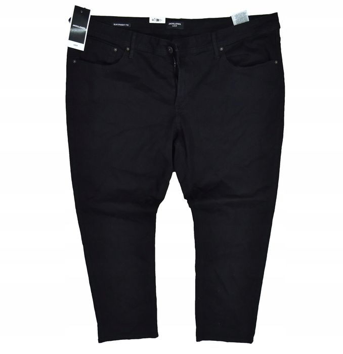 Jack Jones +Fit Czarne Jeansy Męskie Tim Slim Straight 46 / 32