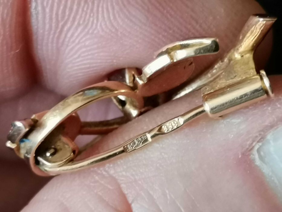 Złota 14 karat Broszka z Rubinem