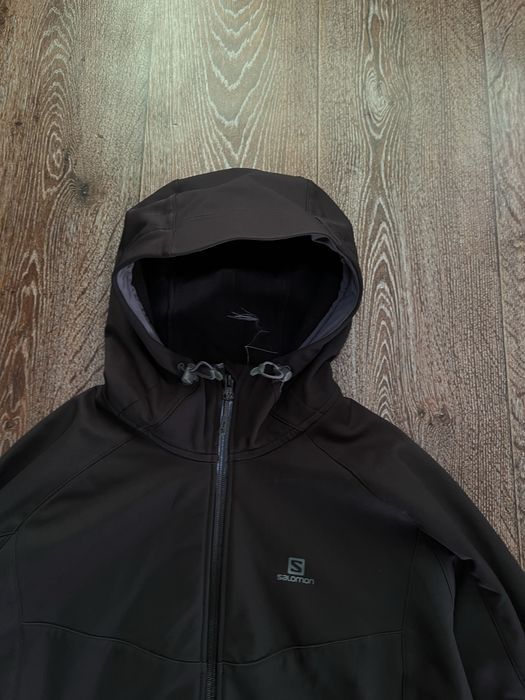 Чоловіча горнолижна куртка Salomon Softshell (Софтшелл) з капюшоном, чорна