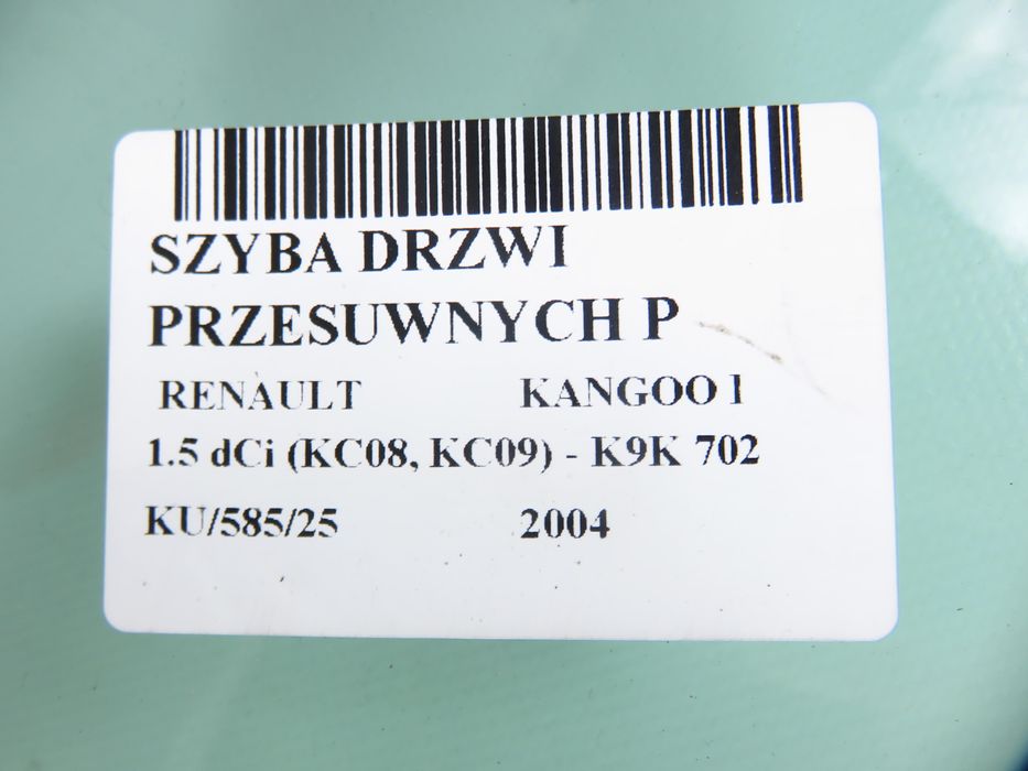 Szyba Drzwi Przesuwnych Prawa Kangoo I