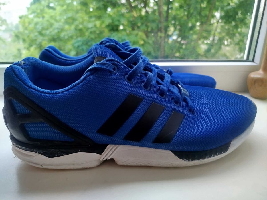 Кросівки чоловічі текстильні сітка сині Adidas ZX Flux кеди