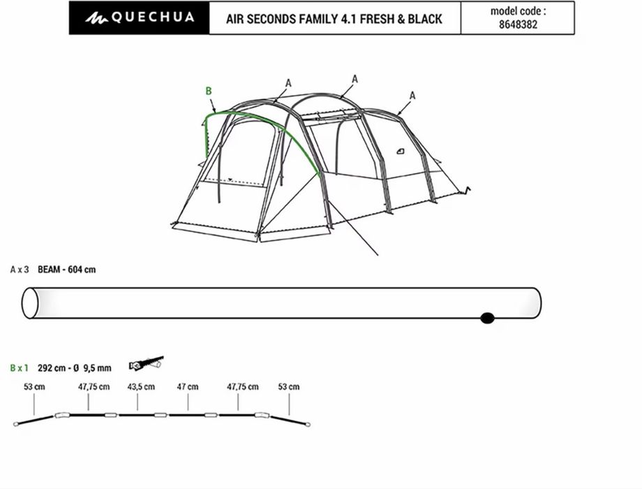Tenda Quechua dechatlon air seconds 4.1 fresh and Black