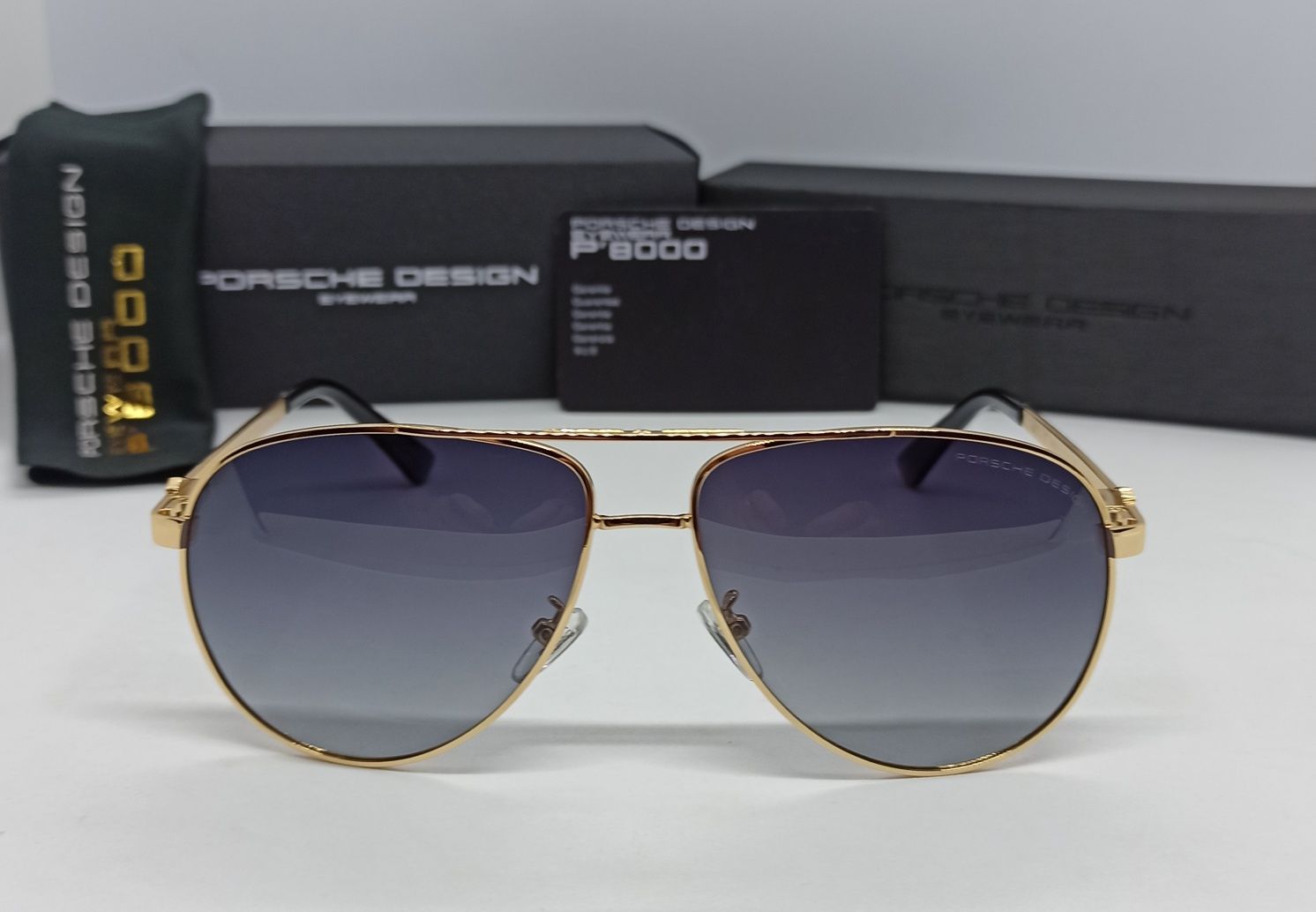 Porsche Design очки капли мужские серые в золотом металле поляризиров ...