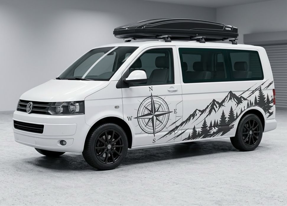 Zestaw naklejek kompas góry kamper VW Transporter multivan t4 t5 t6 caravelle trafic ducato boxer